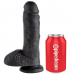 KING COCK - 8 DILDO PRETO COM BOLAS 20.3 CM