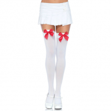 LEG AVENUE - COXAS EM NYLON COM LAO BRANCO / VERMELHO