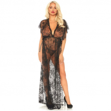 LEG AVENUE - 2 PEAS CONJUNTO RENDA KAFTEN ROBE E TANGA S/M