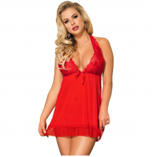 SUBBLIME - BABYDOLL MOTIVOS FLORAIS BONECA VERMELHA EM SEIOS S / M