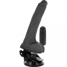 BASECOCK - VIBRADOR REALÍSTICO DE CONTROLE REMOTO PRETO COM TESTÍCULOS 20 CM