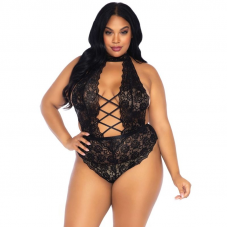 LEG AVENUE - FLORAL RENDA CROTHLESS TEDDY PLUS SIZE