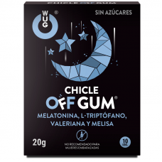 WUG GUM - OFF VALERIAN, TRYPTOPHAN, LEMON BALM AND MELATONIN 10 UNITS