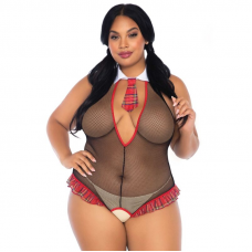 LEG AVENUE - SCHOOLGIRL CROTHLESS FITNESS TEDDY PLUS SIZE