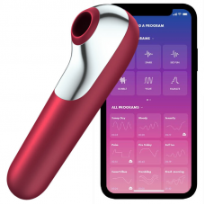 SATISFYER - VIBRADOR E SUCCIONADOR DUAL LOVE COM AR PULSADO VERMELHO