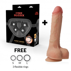 CYBER SILICOCK STRAP-ON CONNOR SILICONE LÍQUIDO COM 3 ANÉIS GRÁTIS