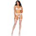 LEG AVENUE - CONJUNTO TRÊS PEAS SUTI, CINTA-LIGA E G-STRING L