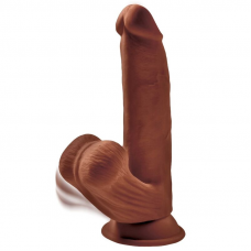 KING COCK - PLUS 3D BOLAS DE BALANO DE DILDO 24.5 CM CASTANHO