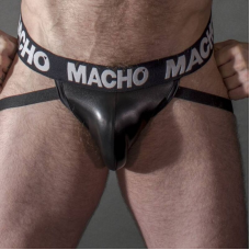 MACHO - MX25NC JOCK COURO PRETO S