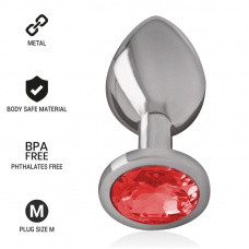 INTENSE - PLUG ANAL DE METAL COM CRISTAL VERMELHO TAMANHO M