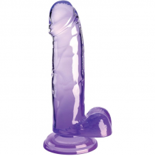 KING COCK - CLEAR PÊNIS REALÍSTICO COM BOLAS 15.2 CM ROXO