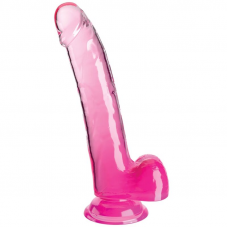 KING COCK - CLEAR DILDO COM TESTÍCULOS 20.3 CM ROSA