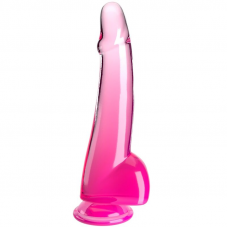 KING COCK - CLEAR DILDO COM TESTÍCULOS 19 CM ROSA