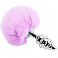 ALIVE - PLUG PRAZER ANAL ESPIRAL METAL FLUFFY VIOLETA TAMANHO M