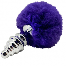 ALIVE - PLUG DE PRAZER ANAL ESPIRAL METAL FLUFFY DARK VIOLET TAMANHO S